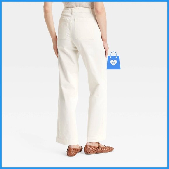 Size 4 - Womens Mid-Rise Straight Leg Relaxed Chino Pants - Cream - Picture 6 of 6